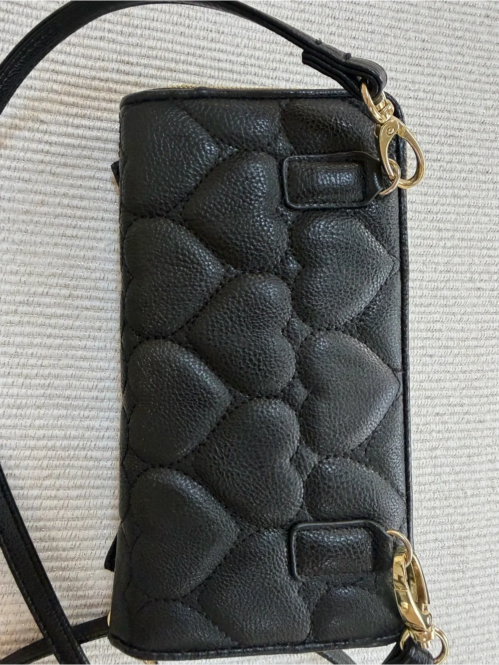 Betsey Johnson Black Sequin Bow Crossbody Wallet